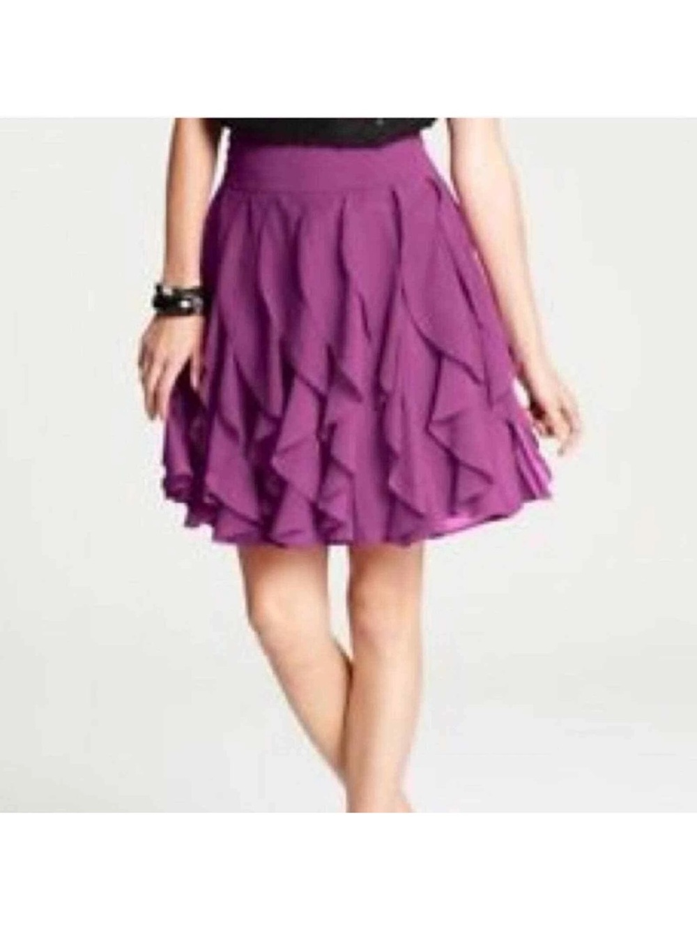 Ann Taylor Fuchsia Ciffon Ruffle A-Line Skirt